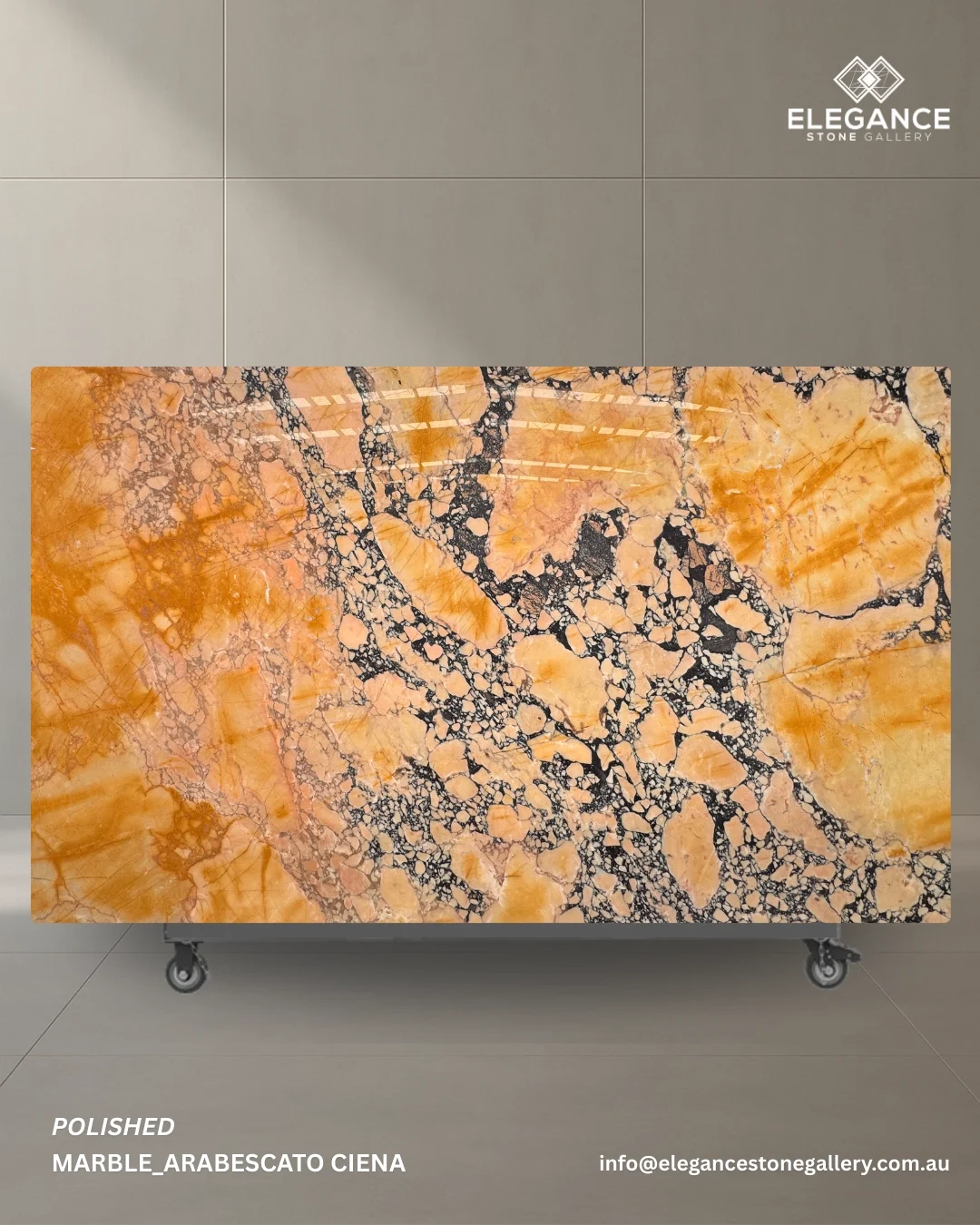 Arabescato Ciena marble slab used for feature kitchen benchtops in Melbourne Australia