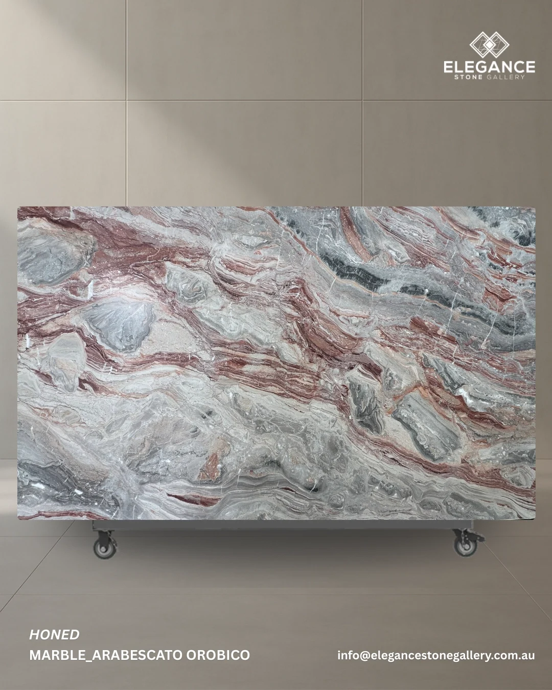 Arabescato Orobico marble slab used for statement kitchen benchtops in Melbourne Australia