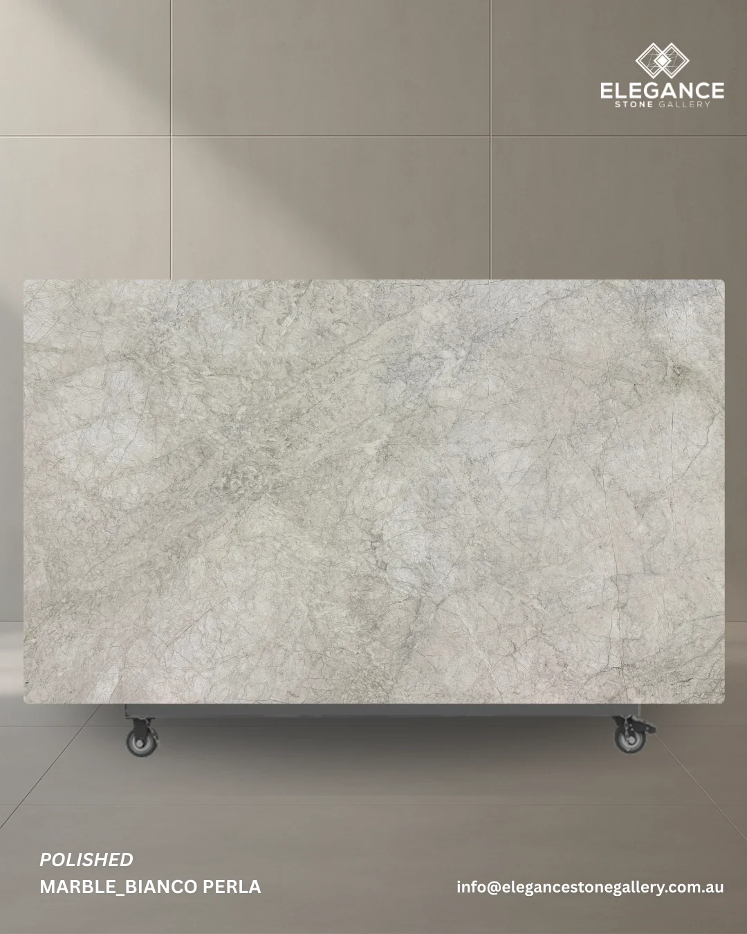 Bianco Perla marble slab used for kitchen benchtops in Melbourne Australia