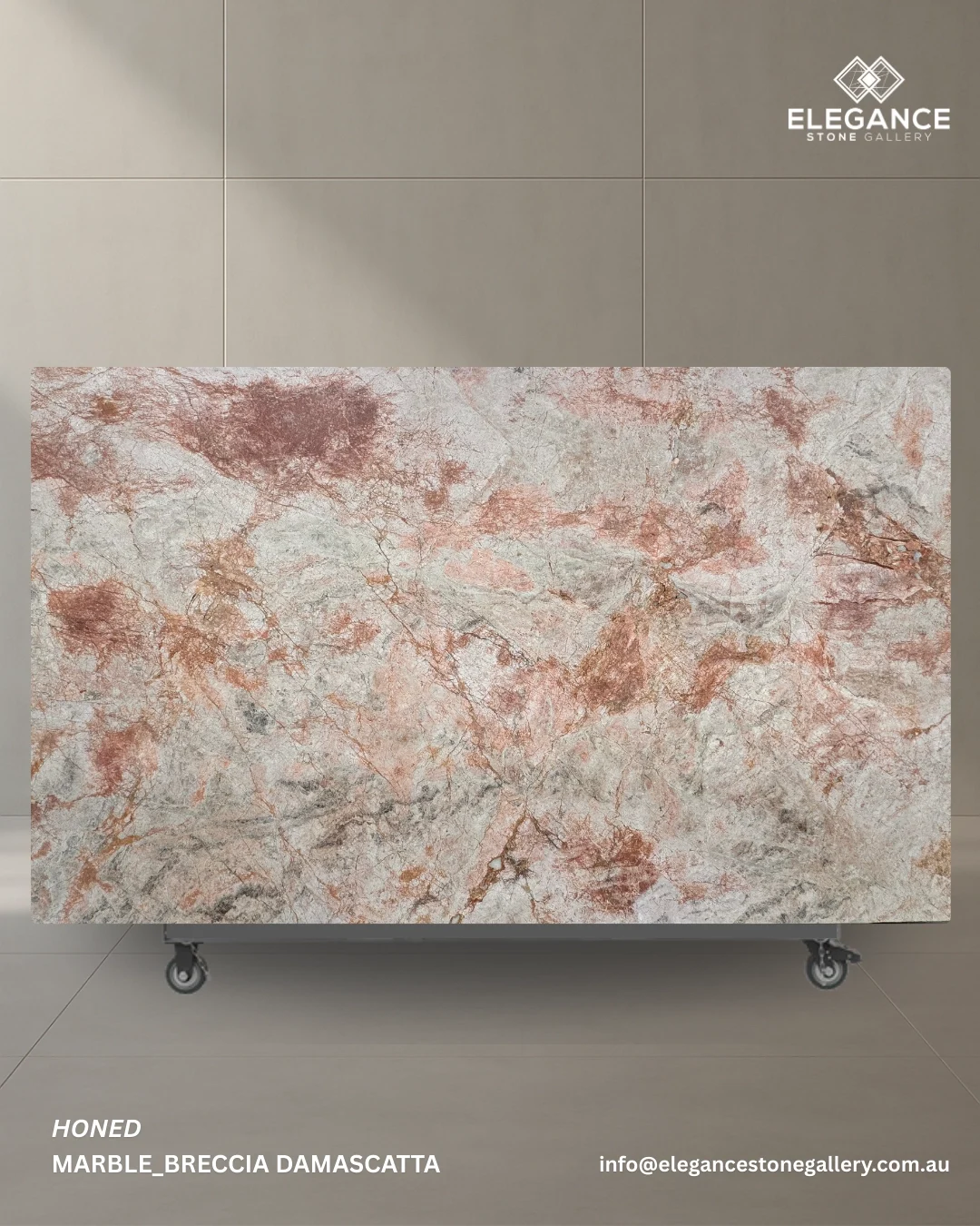 Breccia Damascata marble slab used for feature benchtops in Melbourne Australia
