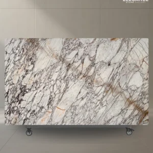 Calacatta Viola marble slab used for statement kitchen benchtops in Australia