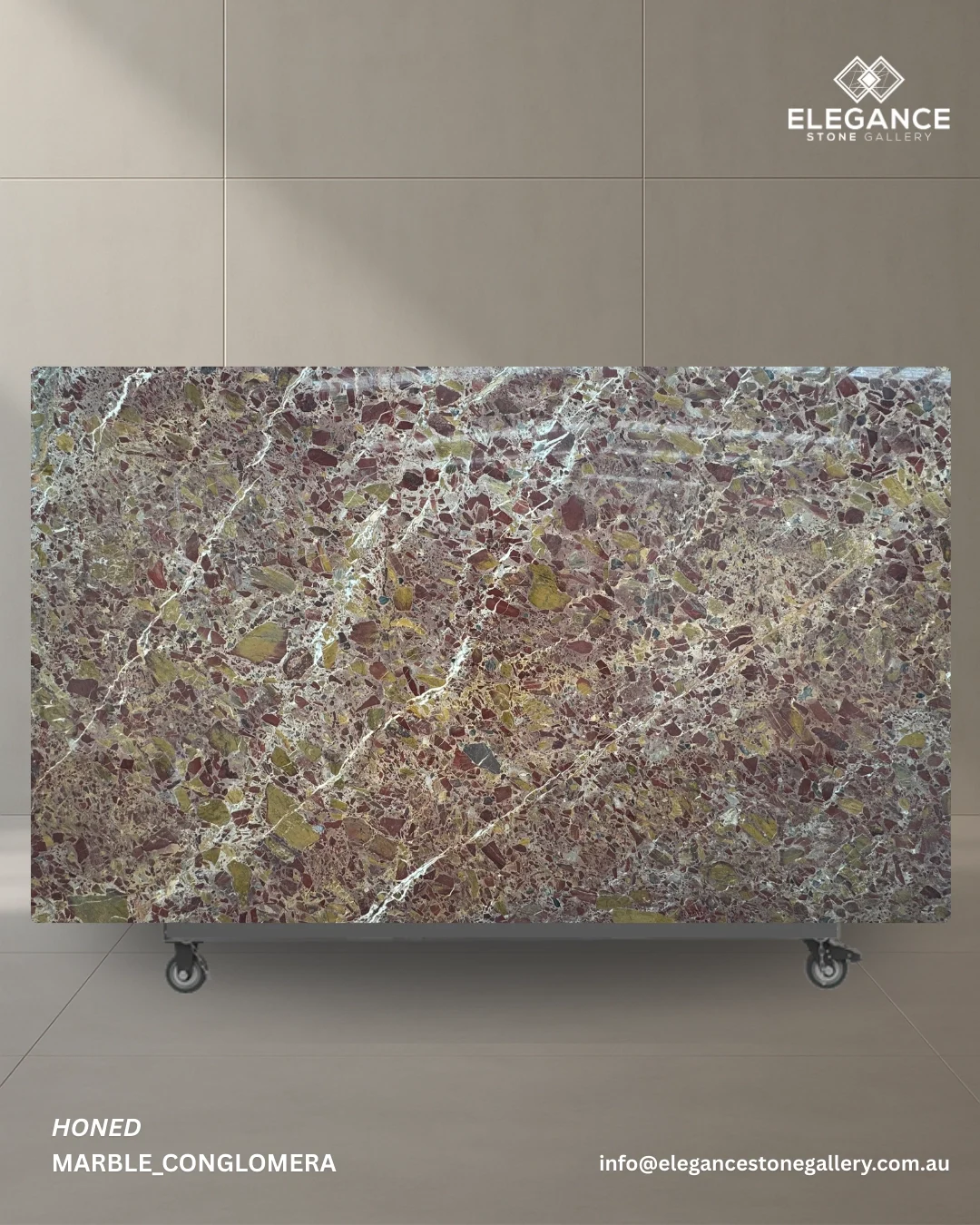 Conglomera stone slab used for feature benchtops in Melbourne Australia