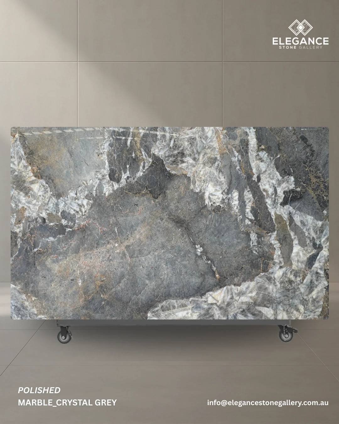 Crystal Grey stone slab used for kitchen benchtops in Melbourne Australia