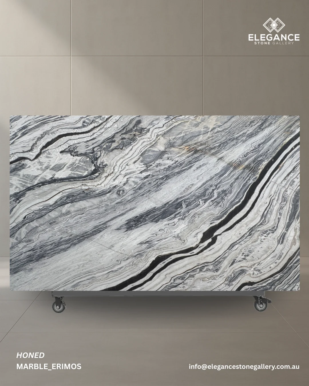 Erimos marble slab used for feature kitchen benchtops and interior renovations in Australia