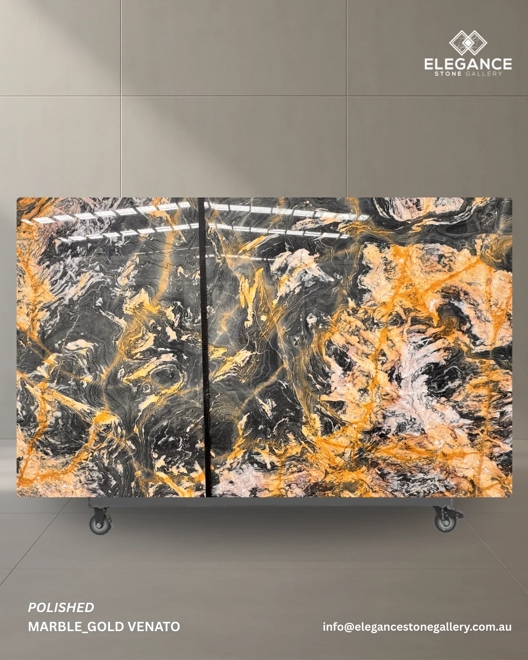 Gold Venato marble slab used for kitchen benchtops and interior renovations in Australia