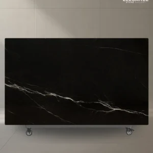 Persian Nero Marquina marble slab used for bold kitchen benchtops in Australia