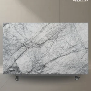 Spider White marble slab used for feature kitchen benchtops in Australia