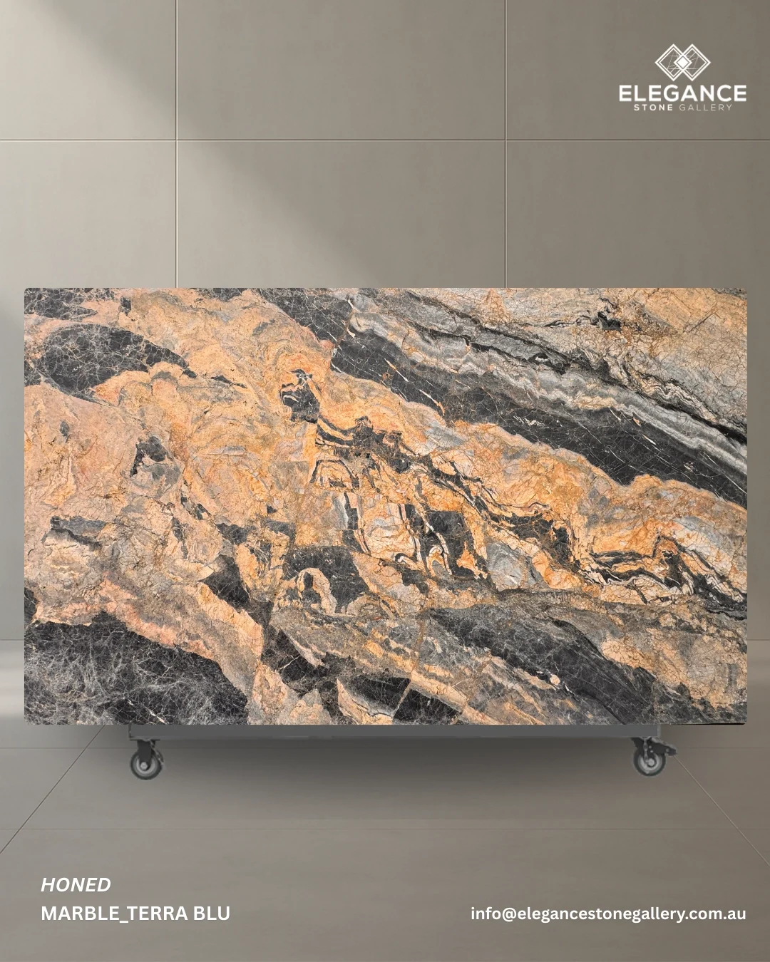 Terra Blu marble slab used for statement benchtops and interior renovations in Australia