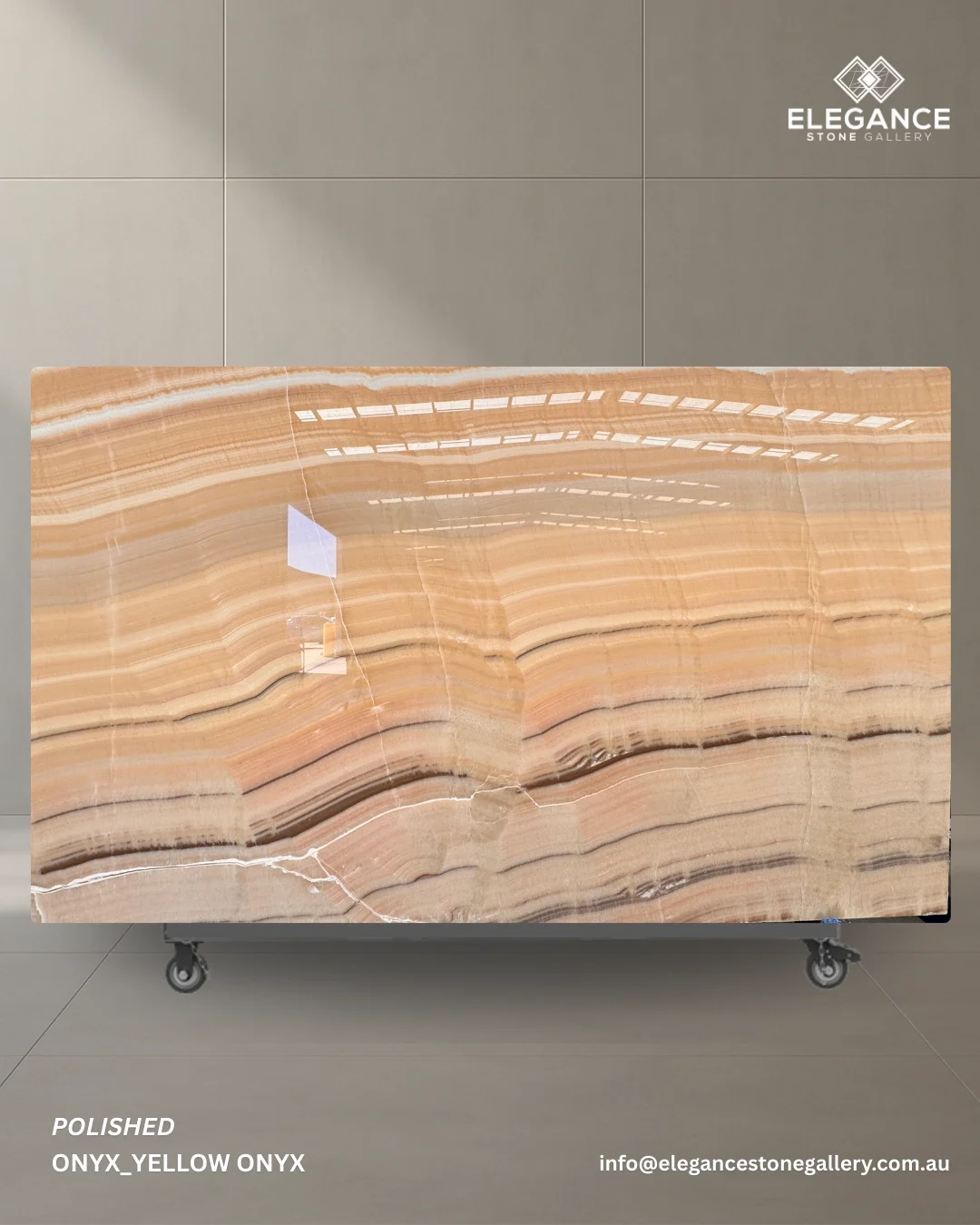 Yellow onyx slab used for feature walls and decorative interiors in Australia