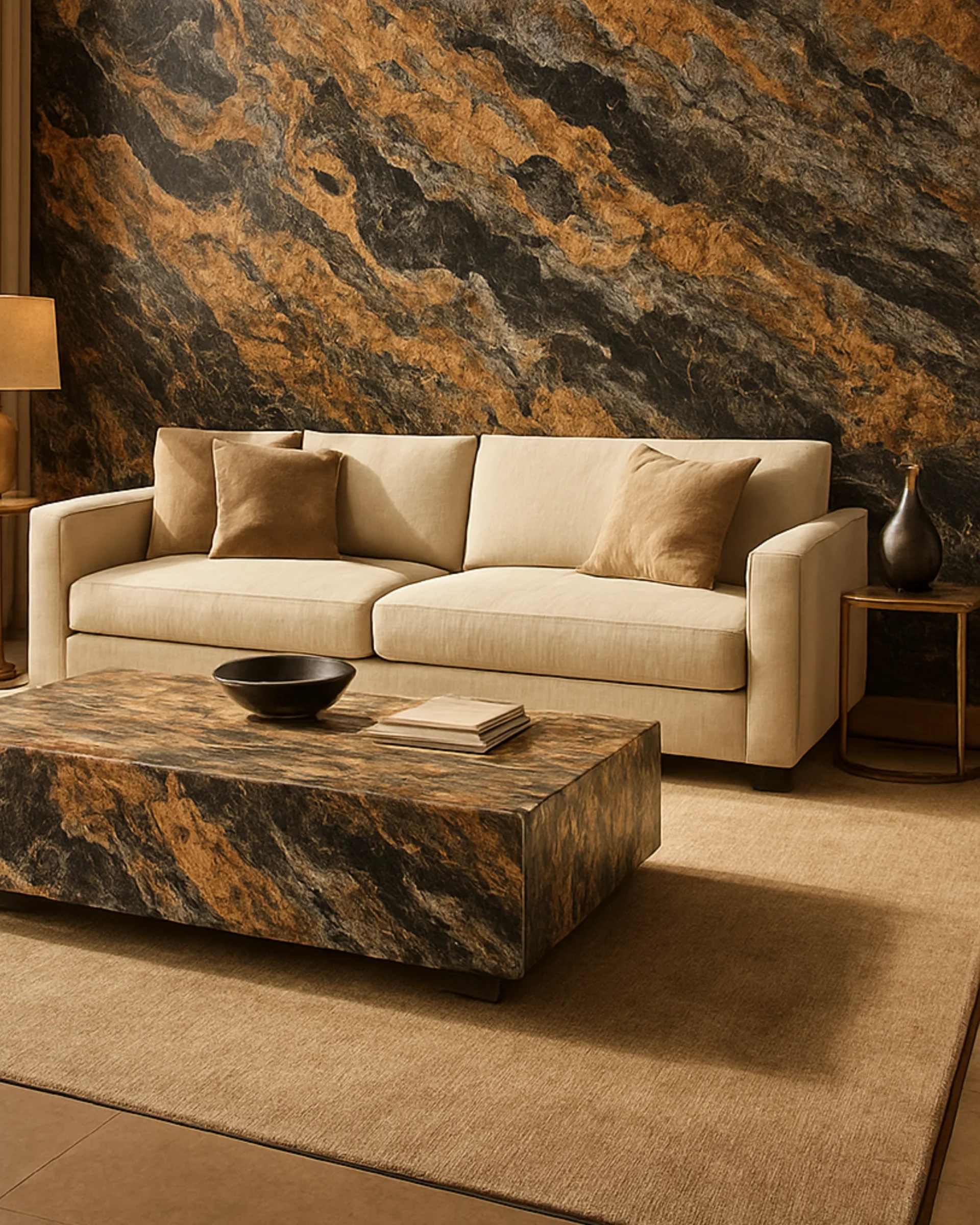 Terra Blu marble kitchen benchtop with deep blue mineral tones in an Australian kitchen