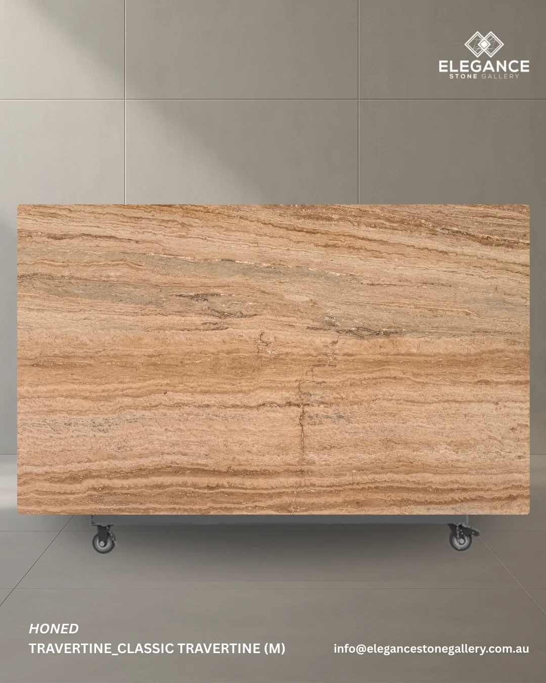 Classic Travertine medium slab used for bathroom and feature interiors in Australia